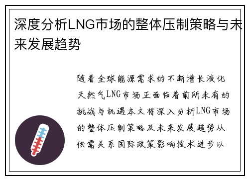 深度分析LNG市场的整体压制策略与未来发展趋势