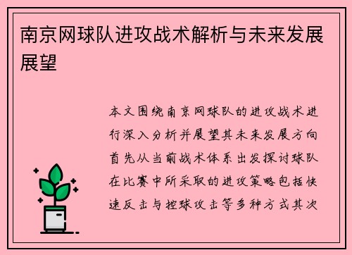 南京网球队进攻战术解析与未来发展展望